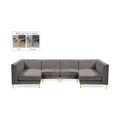 Allegra 116.5" Grey Velvet Upholstered 6pc. Modular Sectional - Sec6B