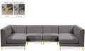 Allegra 116.5" Grey Velvet Upholstered 6pc. Modular Sectional - Sec6B