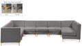 Allegra 142" Grey Velvet Upholstered 8pc. Modular Sectional - Sec8A