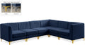 Allegra 116.5" Navy Velvet Upholstered 6pc. Modular Sectional - Sec6A