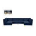Allegra 116.5" Navy Velvet Upholstered 6pc. Modular Sectional - Sec6B