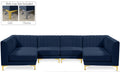 Allegra 116.5" Navy Velvet Upholstered 6pc. Modular Sectional - Sec6B