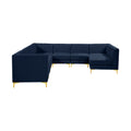 Allegra 142" Navy Velvet Upholstered 8pc. Modular Sectional - Sec8A