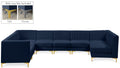 Allegra 142" Navy Velvet Upholstered 8pc. Modular Sectional - Sec8A