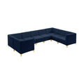 Allegra 142" Navy Velvet Upholstered 8pc. Modular Sectional - Sec8C