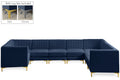 Allegra 142" Navy Velvet Upholstered 8pc. Modular Sectional - Sec8C