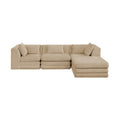 Sinclair 114" Beige Chenille Fabric Upholstered 4Pc. Modular Sectional - Sec4A