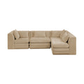 Sinclair 114" Beige Chenille Fabric Upholstered 4Pc. Modular Sectional - Sec4B