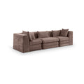 Sinclair 114" Brown Chenille Fabric Upholstered 3pc. Modular Sofa - S114B