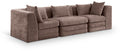 Sinclair 114" Brown Chenille Fabric Upholstered 3pc. Modular Sofa - S114B