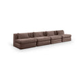 Sinclair 152" Brown Chenille Fabric Upholstered 4pc. Modular Sofa - S152A