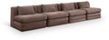 Sinclair 152" Brown Chenille Fabric Upholstered 4pc. Modular Sofa - S152A