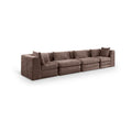 Sinclair 152" Brown Chenille Fabric Upholstered 4pc. Modular Sofa - S152B