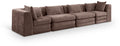 Sinclair 152" Brown Chenille Fabric Upholstered 4pc. Modular Sofa - S152B