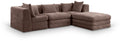 Sinclair 114" Brown Chenille Fabric Upholstered 4Pc. Modular Sectional - Sec4A