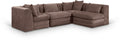 Sinclair 114" Brown Chenille Fabric Upholstered 4Pc. Modular Sectional - Sec4B