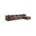 Sinclair 152" Brown Chenille Fabric Upholstered 5Pc. Modular Sectional - Sec5A
