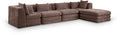 Sinclair 152" Brown Chenille Fabric Upholstered 5Pc. Modular Sectional - Sec5A