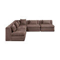 Sinclair 114" Brown Chenille Fabric Upholstered 5Pc. Modular Sectional - Sec5B