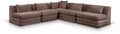 Sinclair 114" Brown Chenille Fabric Upholstered 5Pc. Modular Sectional - Sec5B