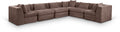 Sinclair 152" Brown Chenille Fabric Upholstered 6Pc. Modular Sectional - Sec6A