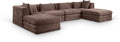 Sinclair 152" Brown Chenille Fabric Upholstered 6Pc. Modular Sectional - Sec6B