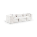 Sinclair 114" Cream Chenille Fabric Upholstered 3pc. Modular Sofa - S114B
