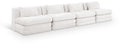 Sinclair 152" Cream Chenille Fabric Upholstered 4pc. Modular Sofa - S152A
