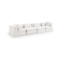 Sinclair 152" Cream Chenille Fabric Upholstered 4pc. Modular Sofa - S152B