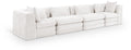Sinclair 152" Cream Chenille Fabric Upholstered 4pc. Modular Sofa - S152B