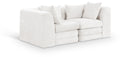 Sinclair 76" Cream Chenille Fabric Upholstered 2pc. Modular Sofa - S76B