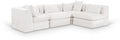 Sinclair 114" Cream Chenille Fabric Upholstered 4Pc. Modular Sectional - Sec4B