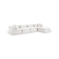 Sinclair 152" Cream Chenille Fabric Upholstered 5Pc. Modular Sectional - Sec5A