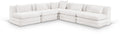 Sinclair 114" Cream Chenille Fabric Upholstered 5Pc. Modular Sectional - Sec5B