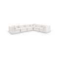 Sinclair 152" Cream Chenille Fabric Upholstered 6Pc. Modular Sectional - Sec6A