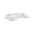 Sinclair 152" Cream Chenille Fabric Upholstered 6Pc. Modular Sectional - Sec6B