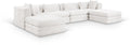 Sinclair 152" Cream Chenille Fabric Upholstered 6Pc. Modular Sectional - Sec6B
