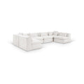 Sinclair 152" Cream Chenille Fabric Upholstered 6Pc. Modular Sectional - Sec6D