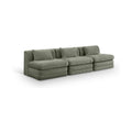 Sinclair 114" Green Chenille Fabric Upholstered 3pc. Modular Sofa - S114A