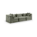 Sinclair 114" Green Chenille Fabric Upholstered 3pc. Modular Sofa - S114B