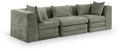 Sinclair 114" Green Chenille Fabric Upholstered 3pc. Modular Sofa - S114B