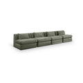 Sinclair 152" Green Chenille Fabric Upholstered 4pc. Modular Sofa - S152A