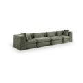 Sinclair 152" Green Chenille Fabric Upholstered 4pc. Modular Sofa - S152B