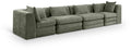 Sinclair 152" Green Chenille Fabric Upholstered 4pc. Modular Sofa - S152B