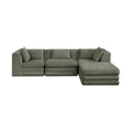 Sinclair 114" Green Chenille Fabric Upholstered 4Pc. Modular Sectional - Sec4A
