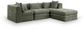 Sinclair 114" Green Chenille Fabric Upholstered 4Pc. Modular Sectional - Sec4A