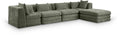 Sinclair 152" Green Chenille Fabric Upholstered 5Pc. Modular Sectional - Sec5A