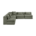 Sinclair 114" Green Chenille Fabric Upholstered 5Pc. Modular Sectional - Sec5B