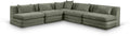 Sinclair 114" Green Chenille Fabric Upholstered 5Pc. Modular Sectional - Sec5B