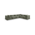 Sinclair 152" Green Chenille Fabric Upholstered 6Pc. Modular Sectional - Sec6A